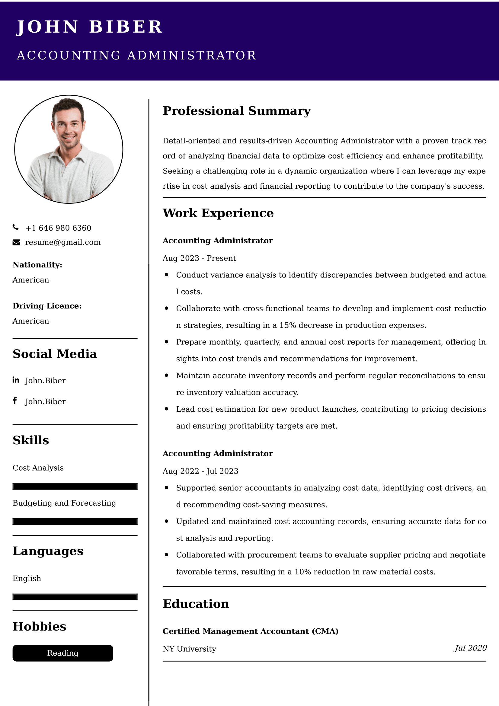 Accounting Administrator Resume Examples - Canadian Format and Tips
