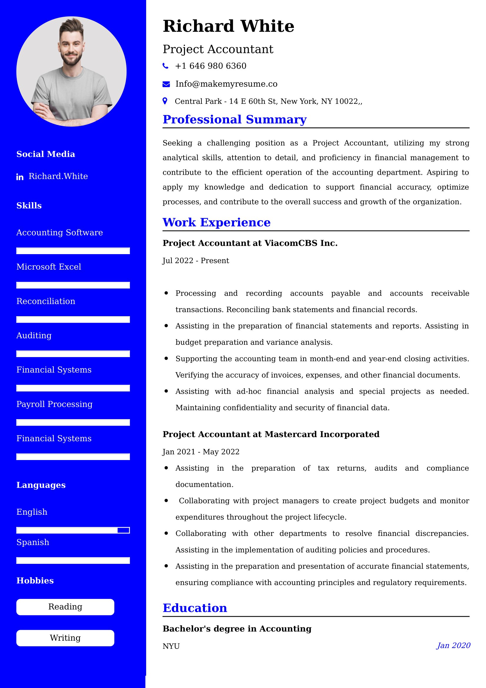 Project Accountant Resume Examples - Canadian Format and Tips