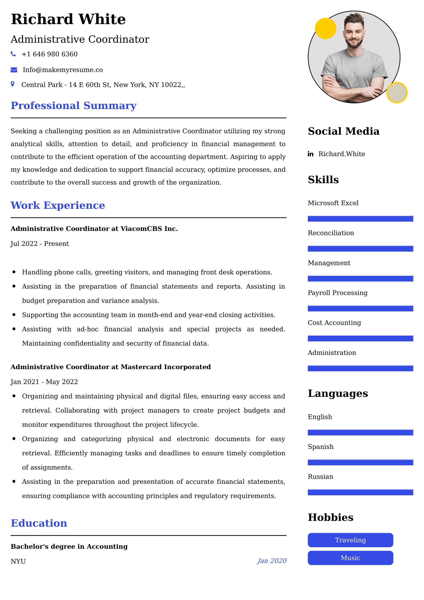 Administrative Coordinator Resume Examples - Canadian Format and Tips
